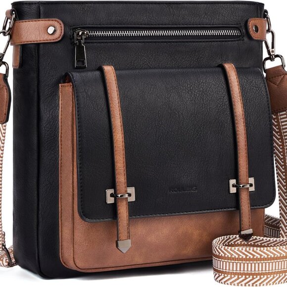 Handbags - Women Crossbody Bag Vegan Leather Multi Pocket Travel Purse Adjustable Strap